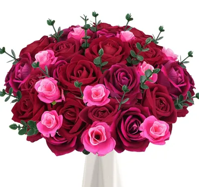 Immagine prodotto di Omgoods - Composizione floreale artificiale con 32 rose, ideale per la decorazione