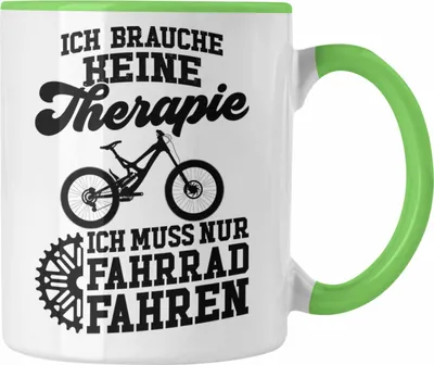 Produktbild von Trendation - Fahrrad Radfahrer Geschenk Rennrad Bike Geschenkideen Tasse Fahrradfahrer Kaffeetasse Therapie (Grün)