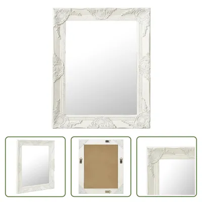 Image de The Living Store miroir mural style baroque 50x60 cm blanc