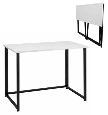 Obrázok produktu pre BEGRYF Skladací písací stôl biely čierny, 80 x 40 x 74 cm, úzky pracovný stôl do domácnosti