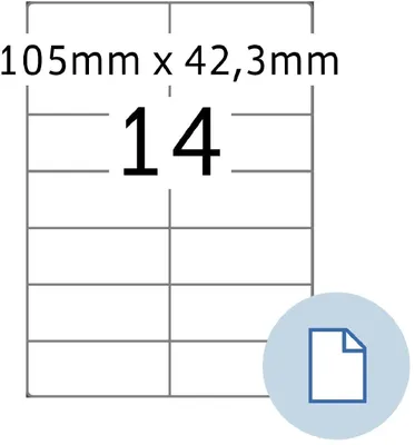 Zdjęcie produktu dla HERMA 8414 Etykiety w arkuszach papier A4 biały 105x42,3 mm 500 arkuszy 7000 etykiet