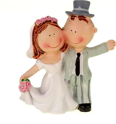 Produktbild von Hochzeitspaar Figur Tischdeko 9 cm - Tortendeko Brautpaar mit Blumenstrauß bunt  Handbemalt Polyresin Brautpaar Hochzeitstorte