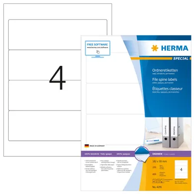 Produktbild von Ordneretiketten A4 weiß 192x59 mm Papier matt blickdicht 400 St.