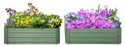 Image de Ensemble de 2 jardinières surélevées | Couleur : Vert | Dimensions : 100 x 100 x 30 cm