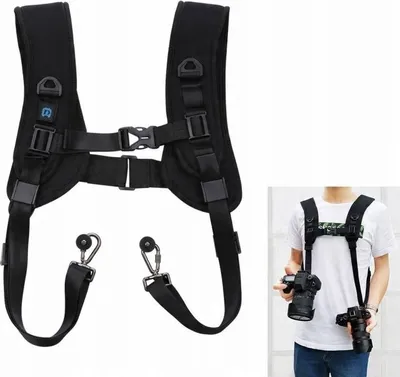 Zdjęcie produktu dla Szelki Fotograficzne do Aparatu Pasek na 2x Aparat Aparaty DSLR Kamera 1/4" / PU6002
