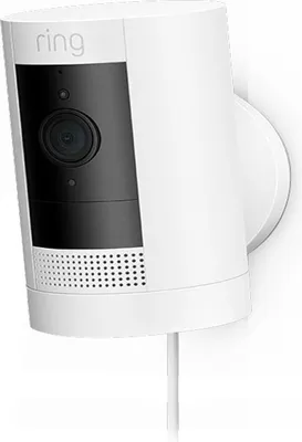 Produktbild von Ring Stick Up Cam Plug-In, IP-Sicherheitskamera, Innen & Außen, Kabellos, 2400 MHz, Tisch/Wand, Weiß