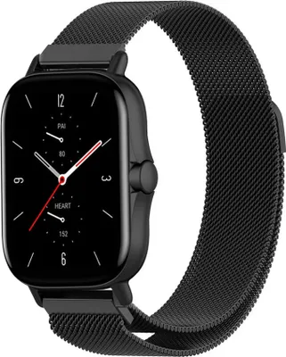 Produktbild von Strap-it Milanese Armband - Kompatibel mit Amazfit GTS 2 Armband Ersatzarmband Edelstahl - Armband mit Magnetverschluss - Hochwertiges Material - für Smartwatch 20mm Armband Schwarz
