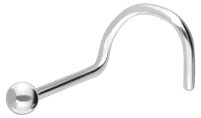 Produktbild von Nasenpiercing, Nasenstecker 14/18 Karat Gold Nasenstecker Spirale KUGEL WeißGold Kugelgröße: 1,5mm