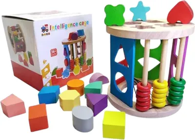 Produktbild von Montessori-Holzpuzzle, Sortierspiel, Formenlernen, Geometrie, Abakus, Set