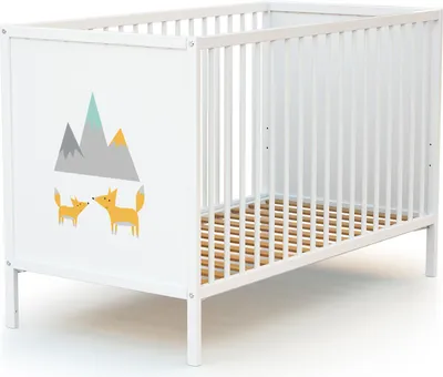 Immagine prodotto di WEBABY - Lettino bambini RENARD legno ALBA - Bianco - 60 x 120 - 124 x 64,5 x 82 cm