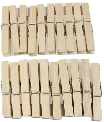 Produktbild von Ibenzoa® Wäscheklammern aus Buchenholz – sehr stabile Holzklammern, 20 Stück, natur, 7,4 x 1,0 x 1,4 cm – für Wäsche, Papier & Basteln