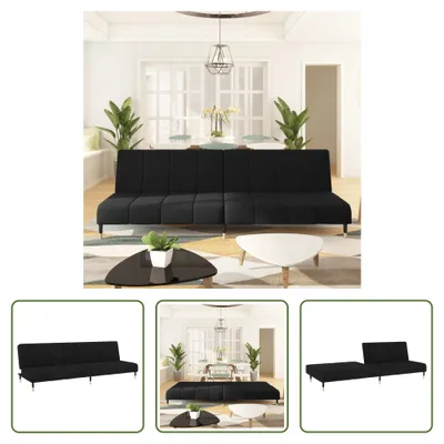 Produktbild von The Living Store Schlafsofa 2-Sitzer Schwarz Samt