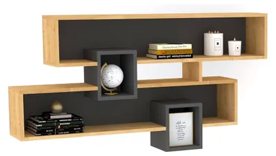 Produktbild von Zerfaliu - Regal, 120x22x72h cm Eiche Braun, 4 Böden