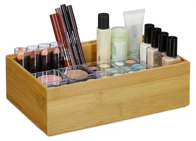 Bambus-Aufbewahrungsbox, stapelbar, 7x23x15 cm, Natur