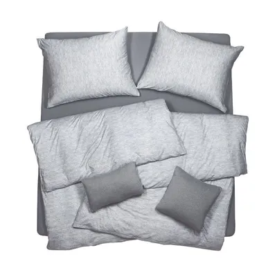 Obrázek produktu pro SCANquilt povlečení JERSEY melange šedá 100% dlouhovlákná česaná bavlna 140 x 200/70 x 90 cm