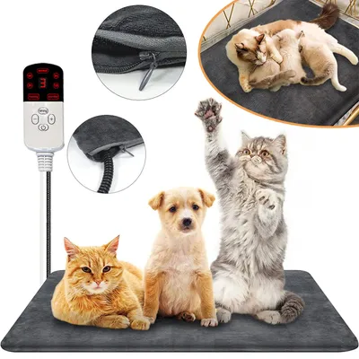 Produktbild von Haustier Heizmatte für Katze und Hund, Zeit- und Temperatur Einstellbar, Sichere Elektrische Haustier Heizdecke, für Junge und Ältere Haustiere