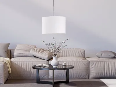 Produktbild von LED Designklassiker Pendelleuchte Esstischlampe Lampenschirm Leinen Weiß Ø 30cm