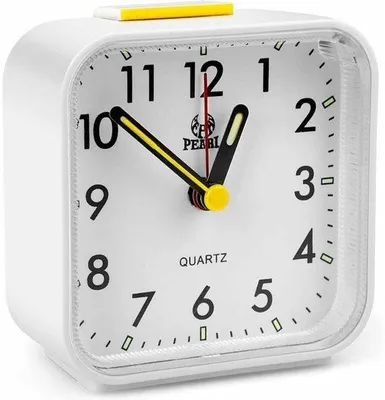 Image de Horloge de voyage analogique pour la chambre à coucher - Horloge de bureau avec fonction d'affichage de l'heure dans la chambre et éclairage - Horloge silencieuse - Horloge portable - Blanche - Fonctionne à piles (piles non fournies)