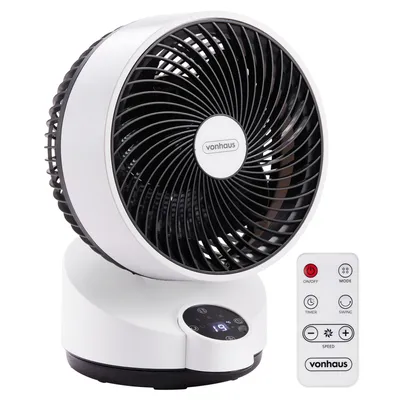Produktbild von VonHaus Umluft Ventilator mit Fernbedienung, 60° Tischventilator, 3-Stufen, 12H-Timer
