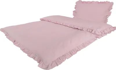 Produktbild von Bettwäsche Romantische RÜSCHEN hochwertige Vintage Retro Stil Baumwolle Renforcé mit Reißverschluss 1x 135x200 Bettbezug + 1x 80x80 Kissenbezug Farbe: Rosé Größe: 2 teilig