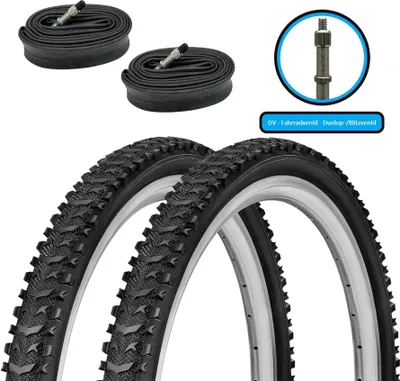 Produktbild von 2x Fahrradreifen SET mit 2 DV Schläuchen 24 x 1,75 Zoll 47-507 Decke Mantel