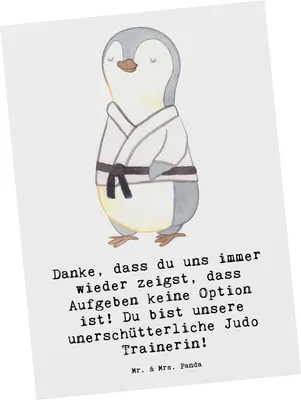 Produktbild von Mr. & Mrs. Panda Postkarte Unerschütterliche Judo Trainerin - Weiß - Geschenk, Postkarten, Danksagung, Kampfsport, Inspiration, Danke, Fotokarte, Grußkarte, Sportart