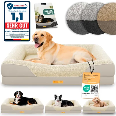 Produktbild von ELONEO Orthopädisches Hundebett, Größe L - Creme