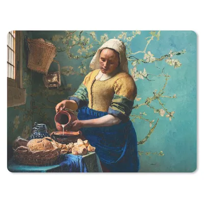 Produktbild von MuchoWow® Mauspad Mousepad Milchmädchen - Mandelblüte - Van Gogh - Vermeer - Gemälde - Alte Meister 23x19 cm - Mousepads - Maus Mat - Pad - Mausunterlage - Schreibtischunterlage - Mauspad