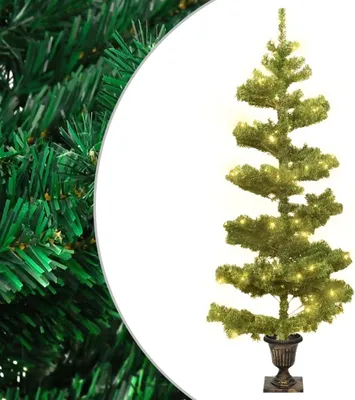 Productafbeelding van Kunstkerstboom met verlichting en pot 120 cm PVC groen