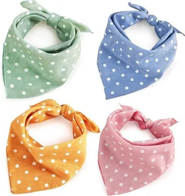 Produktbild von 4 Stück - Polka Dot Print Halsband - Weicher und atmungsaktiver Halsband für Hunde - Verstellbarer Halsband - Haustierartikel - Maschinell waschbar - Groß - Grün Rosa Gelb Blau