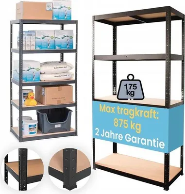 Produktbild von Famanu Regal mit 5 Ablagen - 200 x 90 x 60 cm - Metallregal bis 175 kg