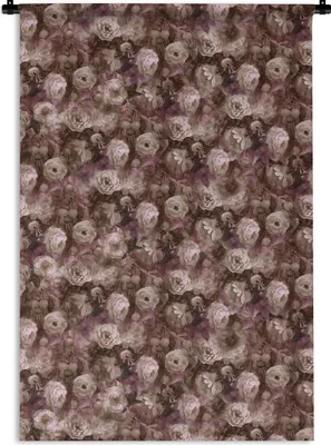 Produktbild von MuchoWow® Wandteppich Wandbehang Rosen - Blumen - Ölfarbe 120x180 cm Tapisserie Dekoration Wandtuch - Schlafzimmer - Dekorationen für das Haus