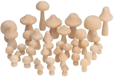 Productafbeelding van Houten paddenstoelbeeldjes - Hout - Decoratie - 40 stuks - Voor huis en tuin