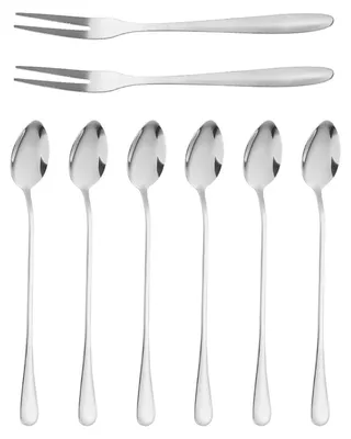 8-teiliges Besteckset: 6 Löffel + 2 Gabeln, 19,5 cm, Edelstahl