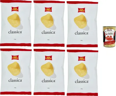 Produktbild von San Carlo Classica Chips Patatine Kartoffelchips gesalzen 6x 190g Kartoffel chips + Italian Gourmet polpa 400g