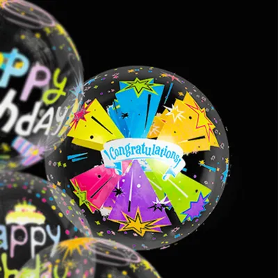 Immagine prodotto di Palloncino decorativo trasparente Congratulazioni stelle colorate, 55 cm