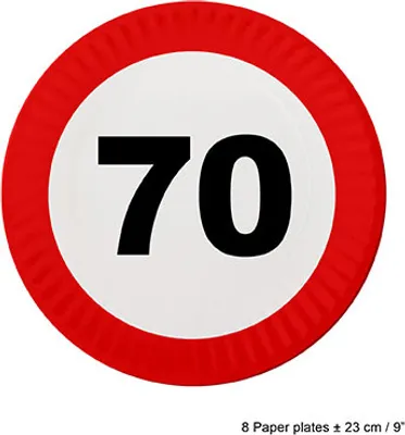 Produktbild von Pappteller Nr. 70 8 Stück ca. 23cm Verkehrsschild