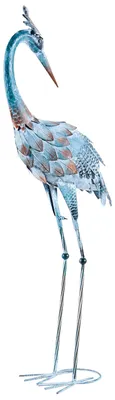 Zdjęcie produktu dla BELIANI Rzeźba ogrodowa niebieska metal figurka ogrodowa ptak stojąca ozdoba do ogrodu