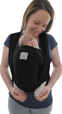 Produktbild von Babytragetuch mit Vordertasche, Baby-Wrap-Trägertasche und Anleitung - langes elastisches Tragetuch für Früh- und Neugeborene und Kleinkinder, schwarz