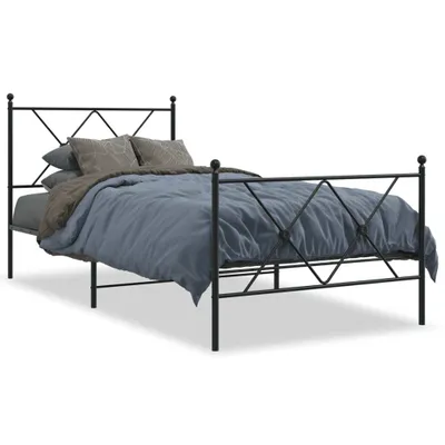 Produktbild von vidaXL Bettgestell mit Kopf- und Fußteil Metall Schwarz 90x200 cm