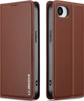 Obrázek produktu pro Magnetické flipové kožené pouzdro pro iPhone 16e/iPhone 17e, s přihrádkou na karty a funkcí stojánku Hnědá