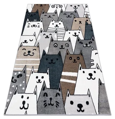 Produktbild von Teppich FUN Gatti für Kinder, Katzen Tiere farbig multi Grau 160x220 cm