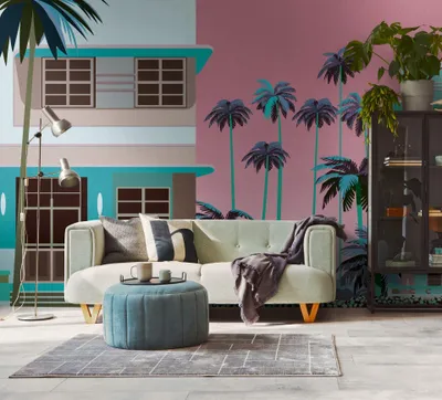Produktbild von A.S. Creation Livingwalls Fototapete The Wall III 398931 Eine Rolle Ein Motiv 371 x 280 cm Blau Pink Braun