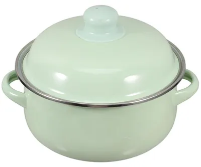 Produktbild von Suppentopf Emaille Grün 1.7L mit Deckel und Doppelgriffen 20cm Durchmesser