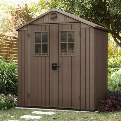 Produktbild von Dmora Gartenhaus Osoyoos 190x122x221h cm Braun, Wetterfest mit Fenstern