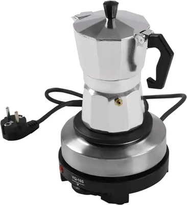Produktbild von Elektrische Espressokanne - Mokkakanne - Einstellbare Temperatur - Heizplatte - Automatische Abschaltung - 3 Tassen - Silber