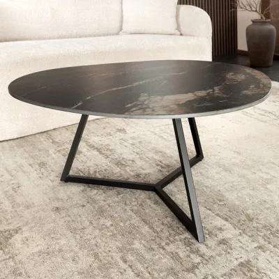 Produktbild von riess-ambiente Couchtisch MARVELOUS 90cm schwarz gold Keramik Metall sand Aurora Oro