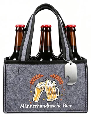 Image de Sac à bières - Avec poignée de transport - Pour 6 bouteilles - Noir