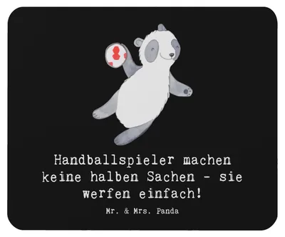 Produktbild von Mr. & Mrs. Panda Mouse Pad Handball Wurf - Schwarz - Geschenk, Sport, Mousepad, Sportler, Teamsport, Handballfans, pc, Teamgeist, Mauspad, Leidenschaft, laptop, Humor