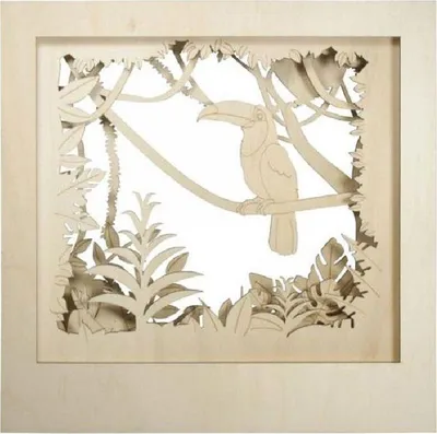 Produktbild von Dekorativer Holzrahmen mit 3D-Muster - 53 x 53 x 14,5 cm - Tukan